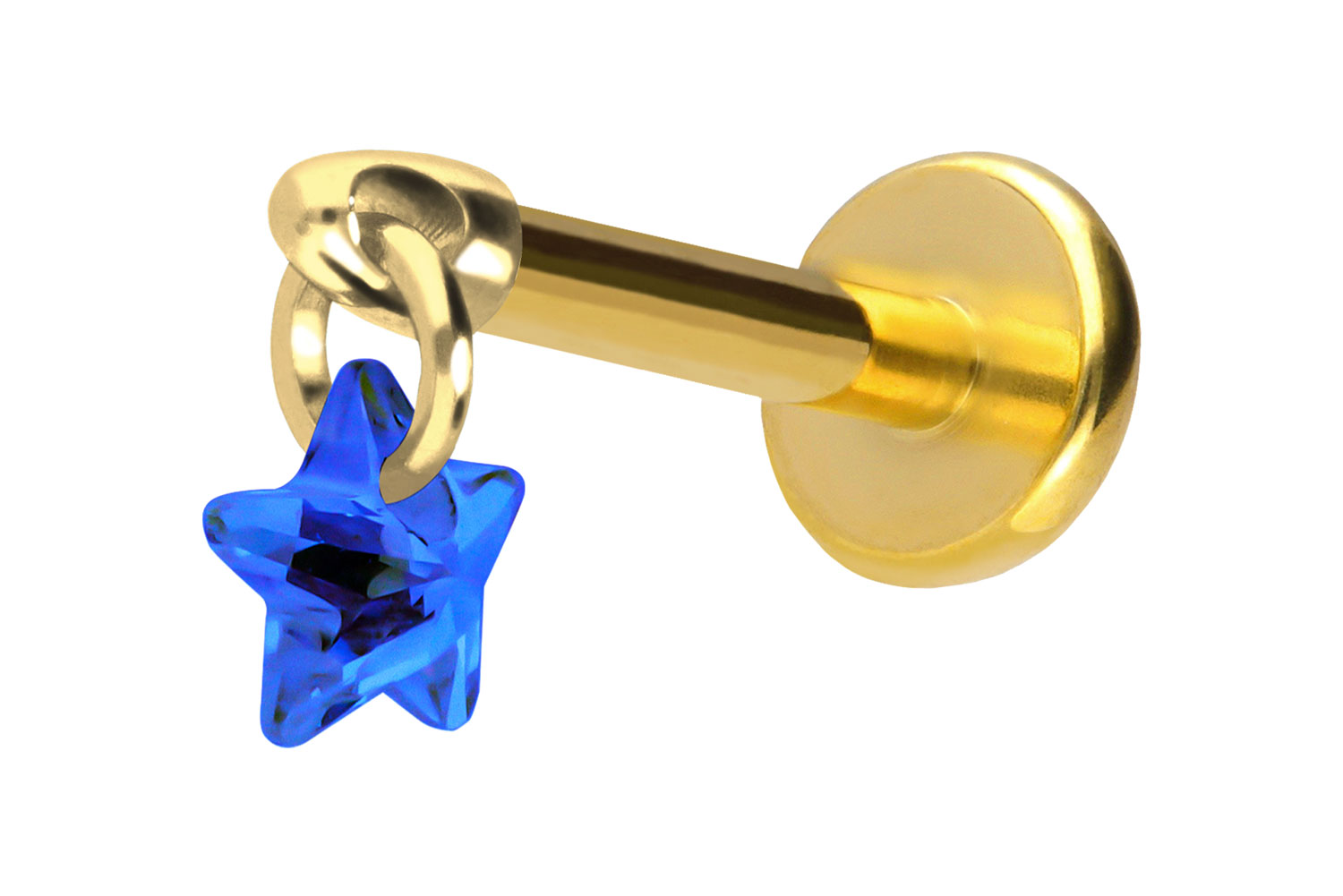 Titan Labret Piercing mit Push Fit KRISTALLSTERN